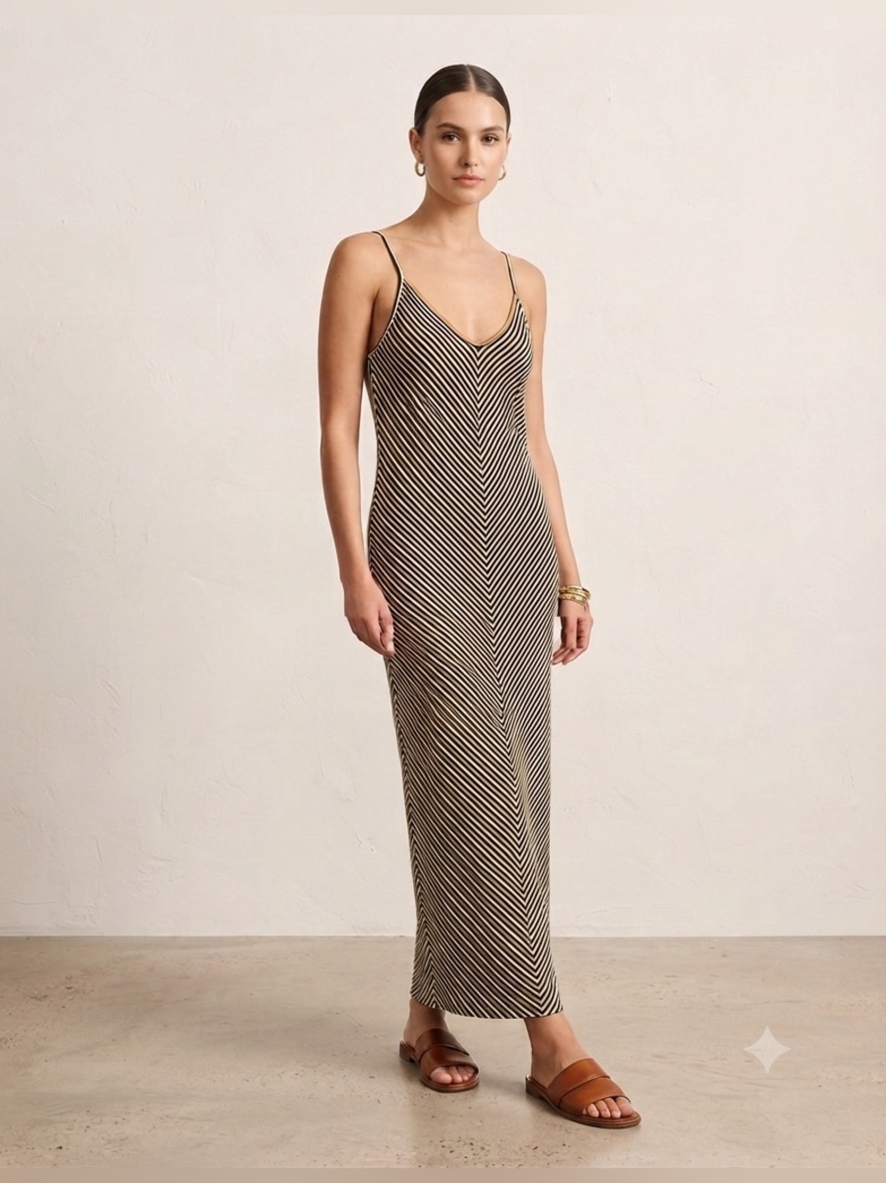 Hearts & Hips Striped Maxi Dress with Spaghetti Straps